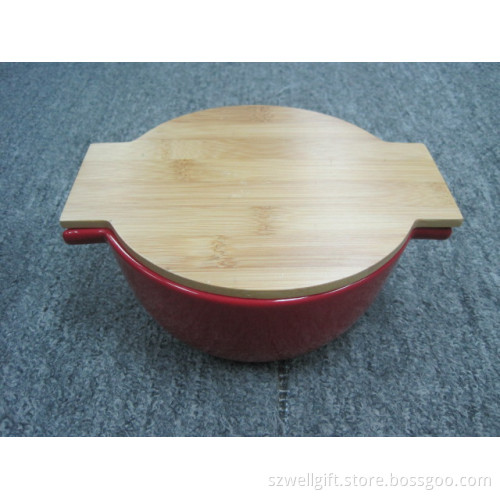 Serving Bowl with Bamboo Lid, Salad Bowl with Bamboo Lid